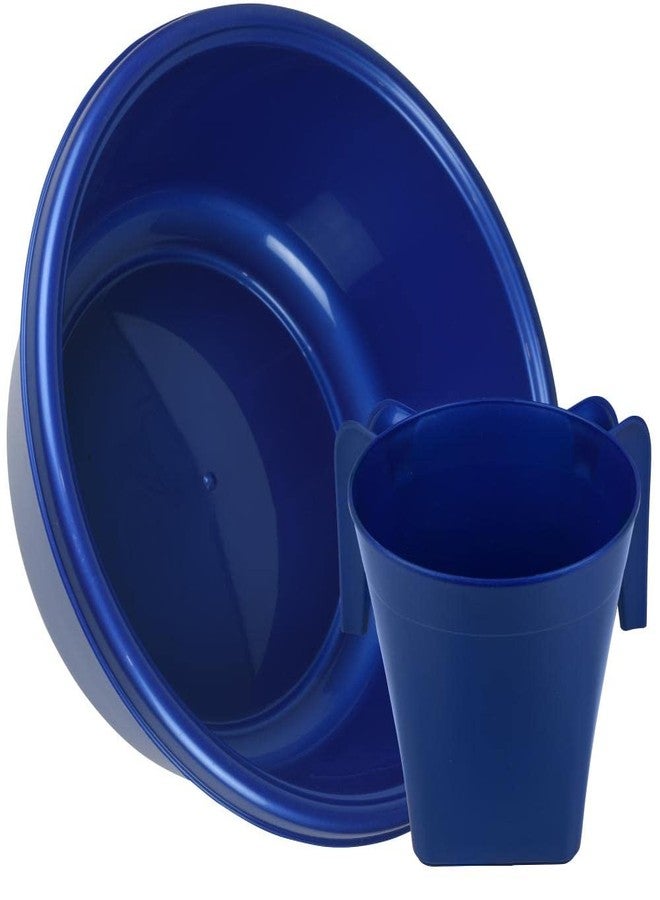 طقم حوض غسيل يدوي مربع من البلاستيك من YBM Home، يدوم طويلاً، لكوب غسيل اليدين Ritual، متوسط، أزرق معدني