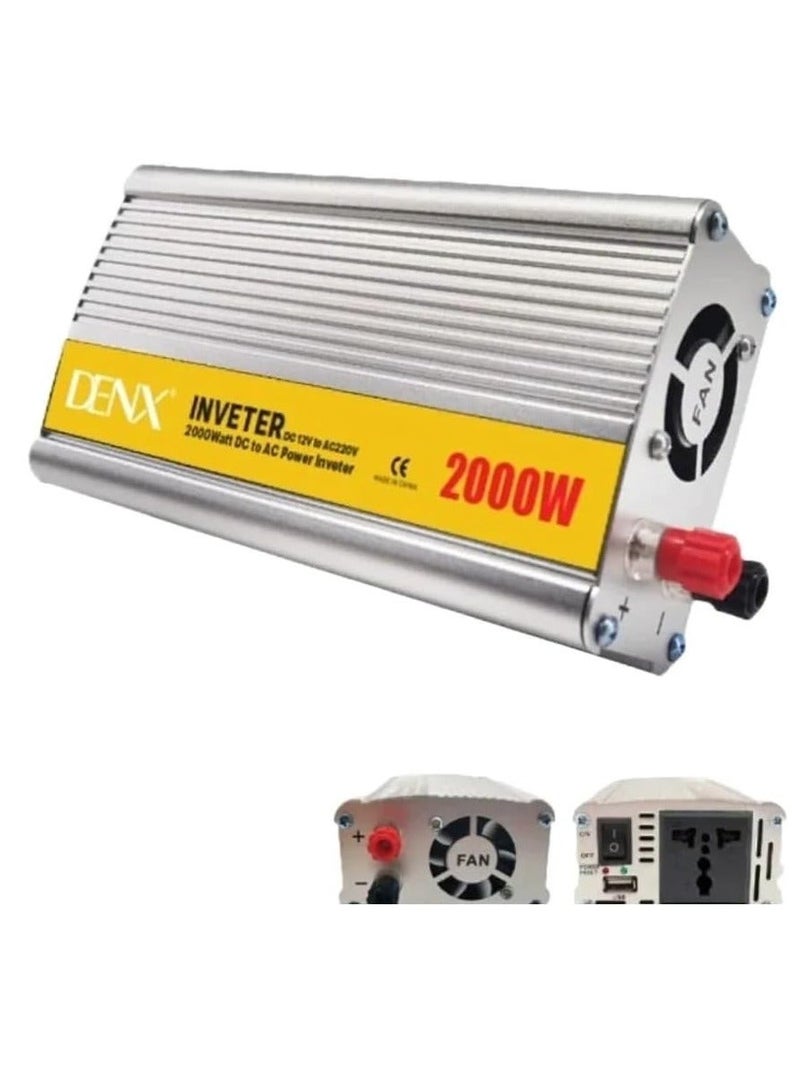 دينكس محول كهرباء للسيارة DX129 إلى 220 فولت بقوة 2000 واط وشاحن سريع للسيارة