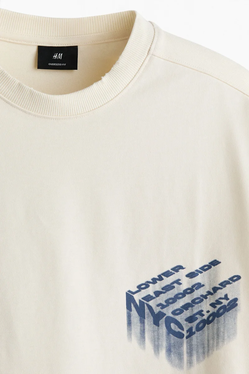 H&M  Oversized Fit Printed jersey top for Men | Best Price UAE
