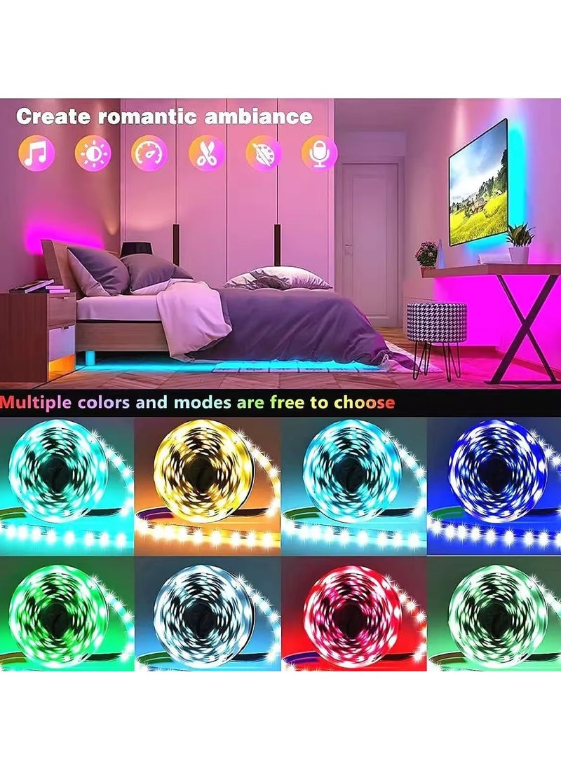 بريتوكتر شريط إضاءة LED RGB - متعدد الألوان مع جهاز تحكم عن بعد، يعمل بمنفذ USB، مقاوم للماء، أضواء LED مثالية لغرفة النوم والتلفزيون والكمبيوتر المكتبي وديكور حوض السمك. شريط إضاءة حائط (7.5 متر)  - Image 2