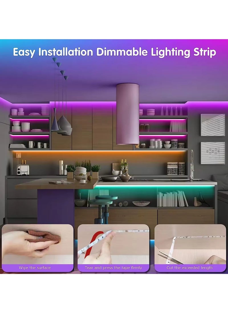 بريتوكتر شريط إضاءة LED RGB - متعدد الألوان مع جهاز تحكم عن بعد، يعمل بمنفذ USB، مقاوم للماء، أضواء LED مثالية لغرفة النوم والتلفزيون والكمبيوتر المكتبي وديكور حوض السمك. شريط إضاءة حائط (7.5 متر)  - Image 5