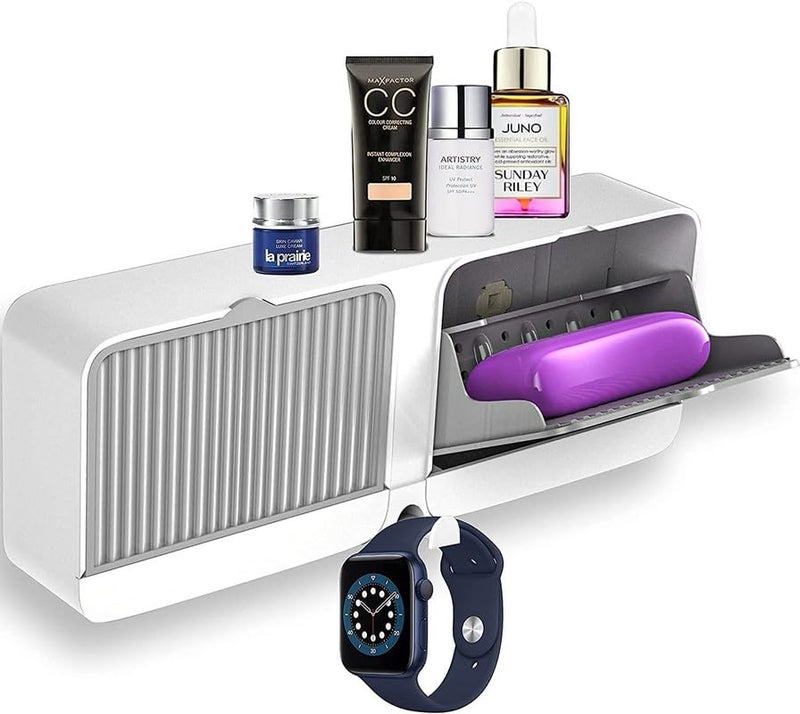 Feinerman Plastic Wall Mounted Double Bar Soap Box with Lid and Drain Tray - Bathroom Soap Holder with Two Grids, No Drilling Required, Draining Rack for Toilet, Kitchen Sink, or Shower (Grey) - Image 1