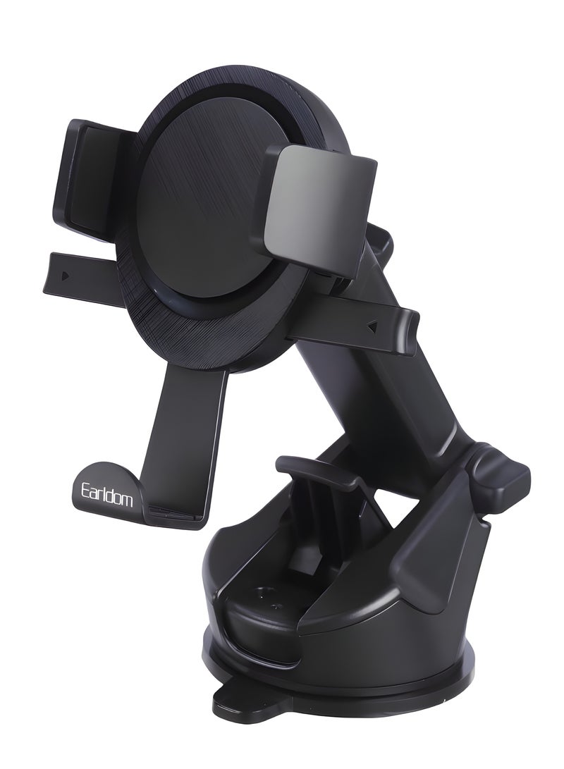 Earldom EH260 Car Phone Holder – 360° Rotation – Strong Suction – Windshield & Dashboard Mount – Black - Image 2