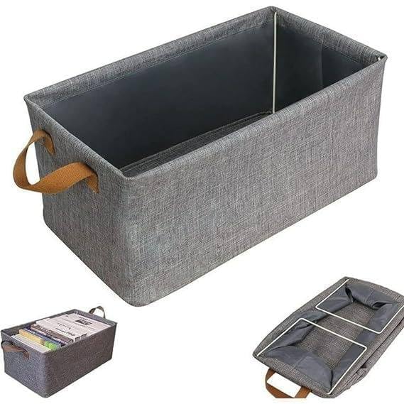 MINTOX Fabric Storage Cubes Organizer with Handles Foldable Storage Baskets for Organizing Toys Books Shelves Closet Large Storage Box with Handles 1 PCS Big Storage Box Grey Color - Image 2