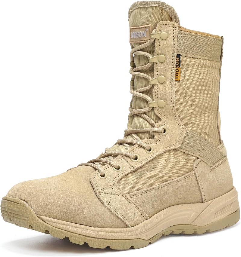 IODSON Men's Tactical Military Work Boots - 8 Inch Lightweight Desert Hiking Boots - Image 1