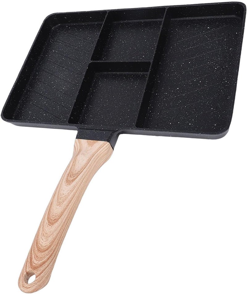 GLOGLOW Nan Divided Grill Pan, Aluminum Alloy Nonstick Breakfast Egg Pan for Home Cooking on Stovetops Kitchen Tools - Image 5