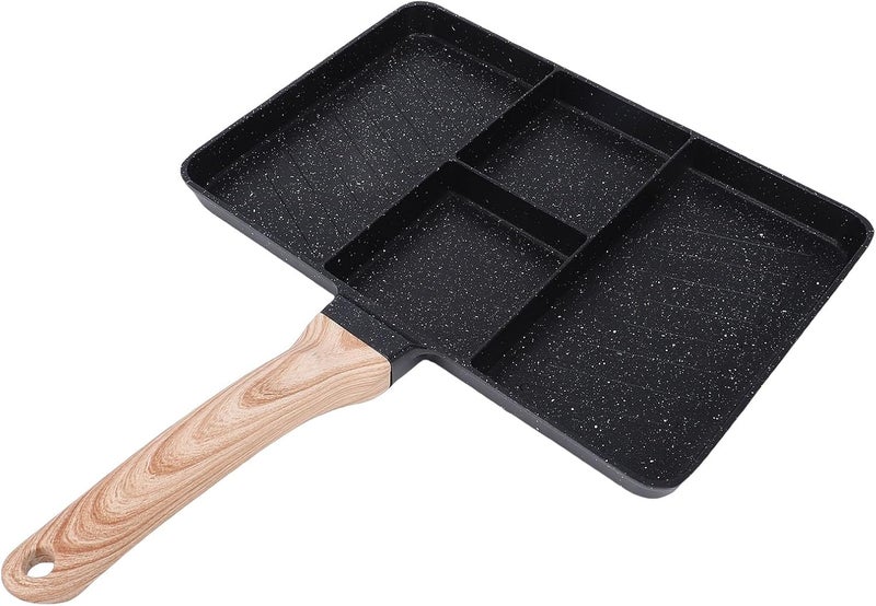 GLOGLOW Nan Divided Grill Pan, Aluminum Alloy Nonstick Breakfast Egg Pan for Home Cooking on Stovetops Kitchen Tools - Image 1