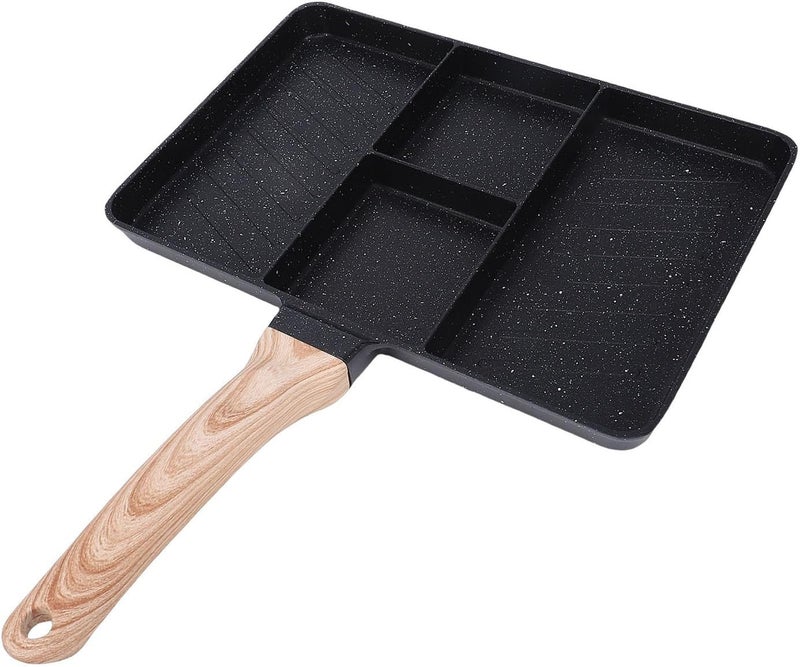 GLOGLOW Nan Divided Grill Pan, Aluminum Alloy Nonstick Breakfast Egg Pan for Home Cooking on Stovetops Kitchen Tools - Image 3