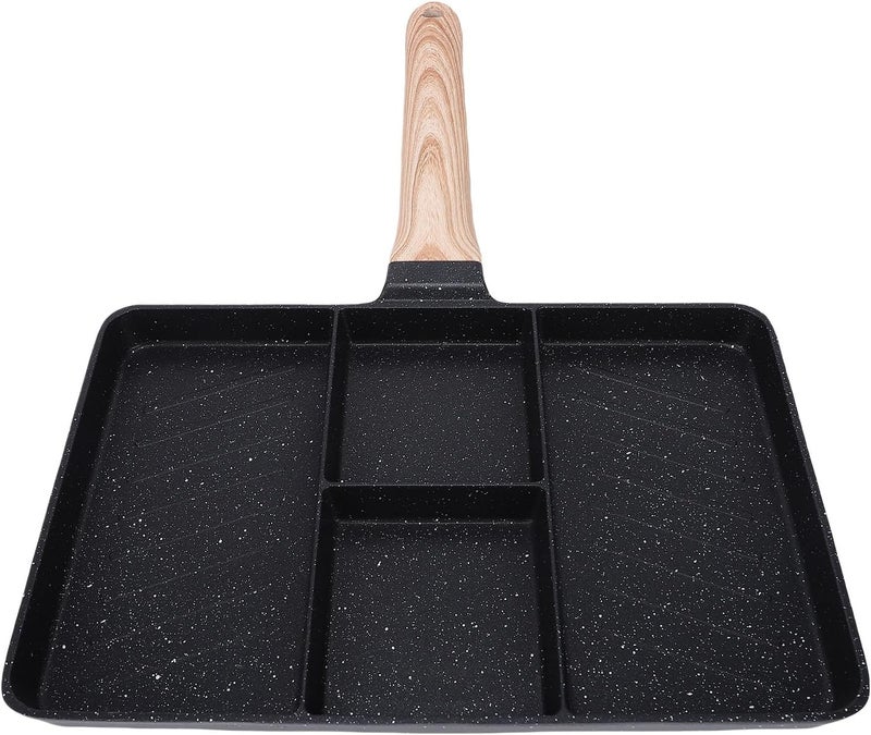 GLOGLOW Nan Divided Grill Pan, Aluminum Alloy Nonstick Breakfast Egg Pan for Home Cooking on Stovetops Kitchen Tools - Image 4