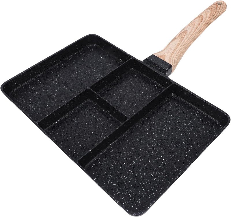 GLOGLOW Nan Divided Grill Pan, Aluminum Alloy Nonstick Breakfast Egg Pan for Home Cooking on Stovetops Kitchen Tools - Image 2