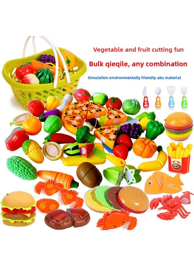 Children's Play-house Simulation Vegetables And Fruits Hamburg Chicele Kitchen Cooking Food Educational Toys Bulk-Color:Can Cut Crab  - Image 2