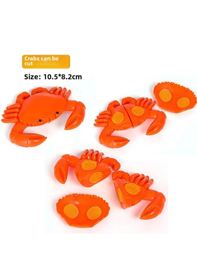 Children's Play-house Simulation Vegetables And Fruits Hamburg Chicele Kitchen Cooking Food Educational Toys Bulk-Color:Can Cut Crab  - Image 1