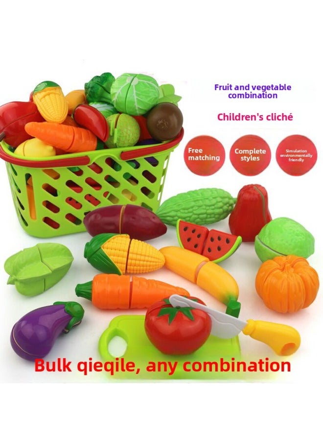 Children's Play-house Simulation Vegetables And Fruits Hamburg Chicele Kitchen Cooking Food Educational Toys Bulk-Color:Can Cut Crab  - Image 3