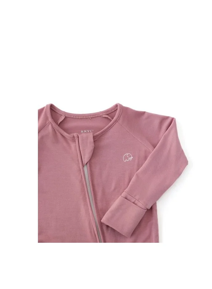 Anvi Baby Organic Zipper Romper  Lilac 0 to 3 months
