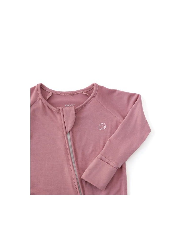Anvi Baby Organic Zipper Romper  Lilac 0 to 3 months  - Image 3