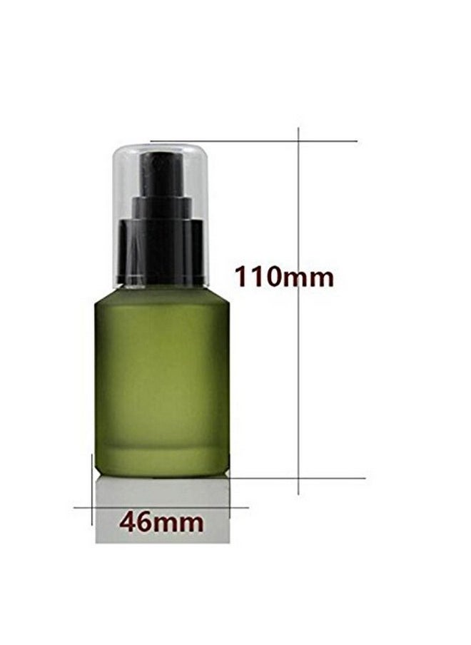ericotry - 1Pc 60Ml / 2 Ounce Empty Upscale Glass Refillable Lotion Pump Bottle For Cosmetic Make Up Cream Liquid Gels Serums Separate Dispenser Container (Green) - Image 1