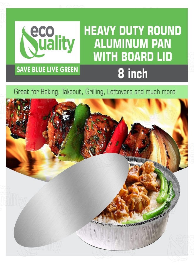 EcoQuality 8" Round Aluminum Foil Pans with Board Lids - Disposable Containers with Foldable Walls for Pie Baking, Cooking, Serving, Reheating, and Storing - Freezer and Oven Safe Tart Pan 50 Pack - Image 5