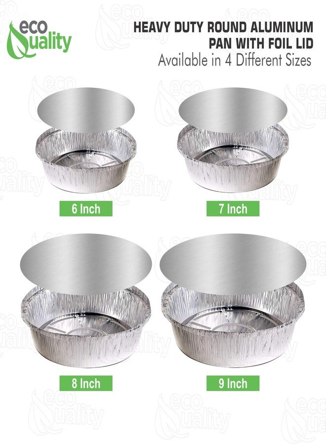 EcoQuality 8" Round Aluminum Foil Pans with Board Lids - Disposable Containers with Foldable Walls for Pie Baking, Cooking, Serving, Reheating, and Storing - Freezer and Oven Safe Tart Pan 50 Pack - Image 4