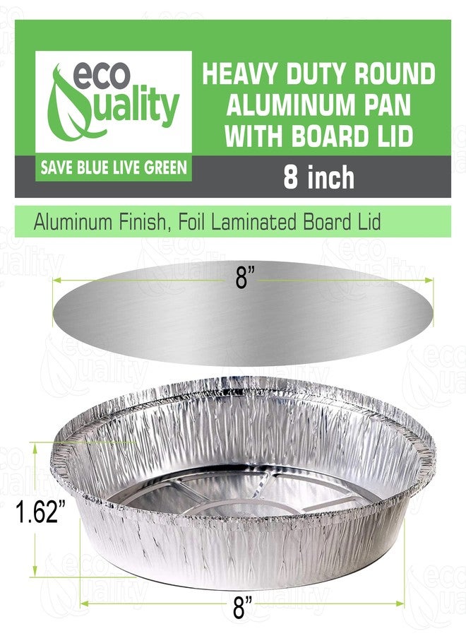 EcoQuality 8" Round Aluminum Foil Pans with Board Lids - Disposable Containers with Foldable Walls for Pie Baking, Cooking, Serving, Reheating, and Storing - Freezer and Oven Safe Tart Pan 50 Pack - Image 2