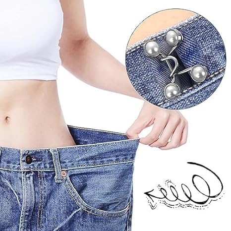 Hidak Hidak Adjustable Pant Waist Tightener Instant Jean Buttons for Loose Jeans Pants Clips for Waist Detachable Jean Buttons Pins No Sewing Waistband Tightener 2 - Image 2