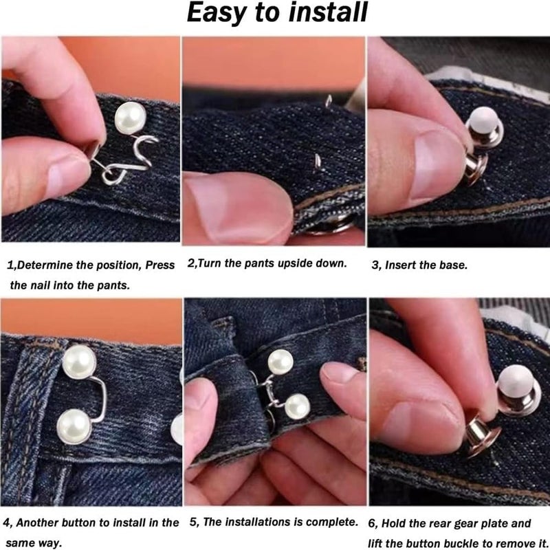 Hidak Hidak Adjustable Pant Waist Tightener Instant Jean Buttons for Loose Jeans Pants Clips for Waist Detachable Jean Buttons Pins No Sewing Waistband Tightener 2 - Image 5