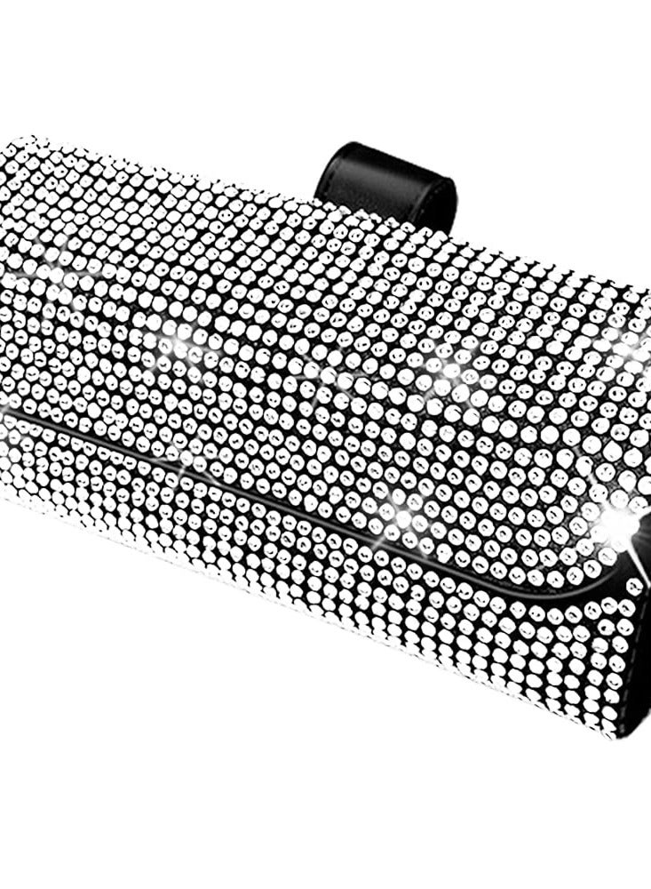 Excefore Bling Glasses Holder with Car Hooks, Car Glasses Case Crystal Sunglasses Holder for Car Sun Visor Sunglasses Storage Case Organizer - Image 1