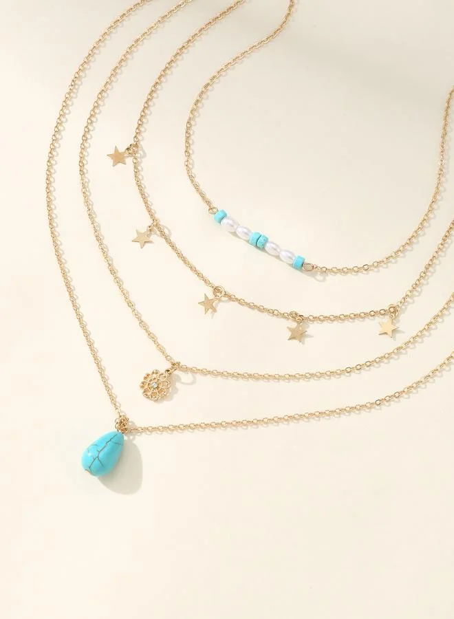 تايك تو Set of 4 - Star Pendant Necklace