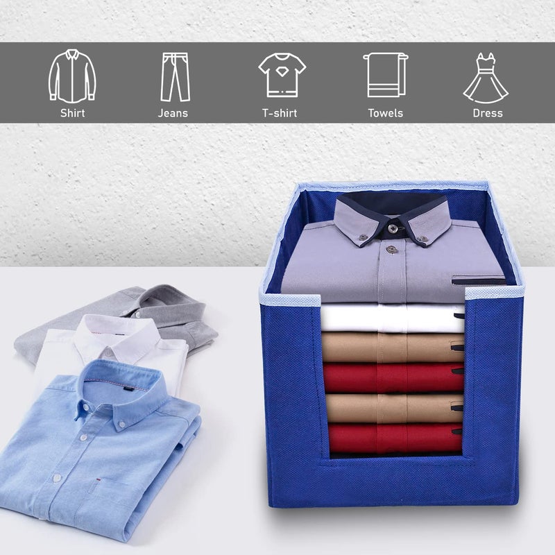 I se U Shirt Stacker Wardrobe Storage Organiser for clothes ShirtsPack of 4 Navy Blue - Image 2