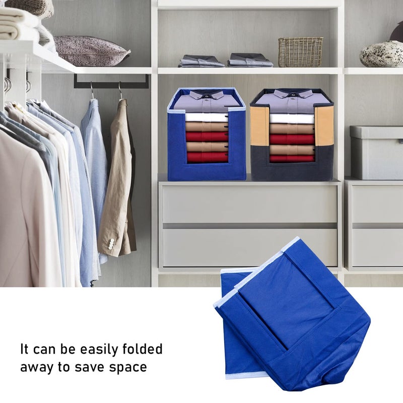 I se U Shirt Stacker Wardrobe Storage Organiser for clothes ShirtsPack of 4 Navy Blue - Image 4