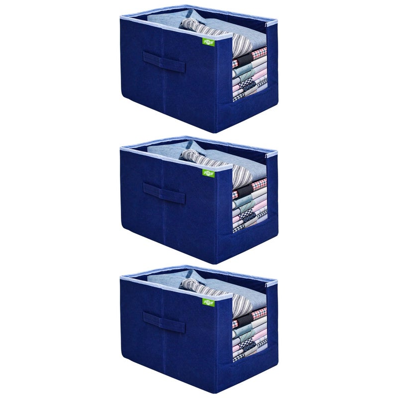 I se U Shirt Stacker Wardrobe Storage Organiser for clothes ShirtsPack of 4 Navy Blue - Image 1