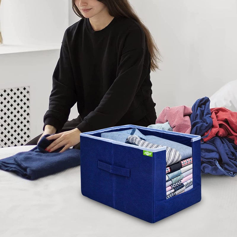 I se U Shirt Stacker Wardrobe Storage Organiser for clothes ShirtsPack of 4 Navy Blue - Image 5