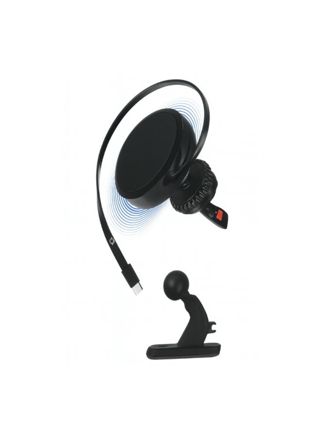 Denx Telescopic magnetic phone holder with 1.4 kg suction, 360-degree rotation, wireless charger, Type-C input - Image 1