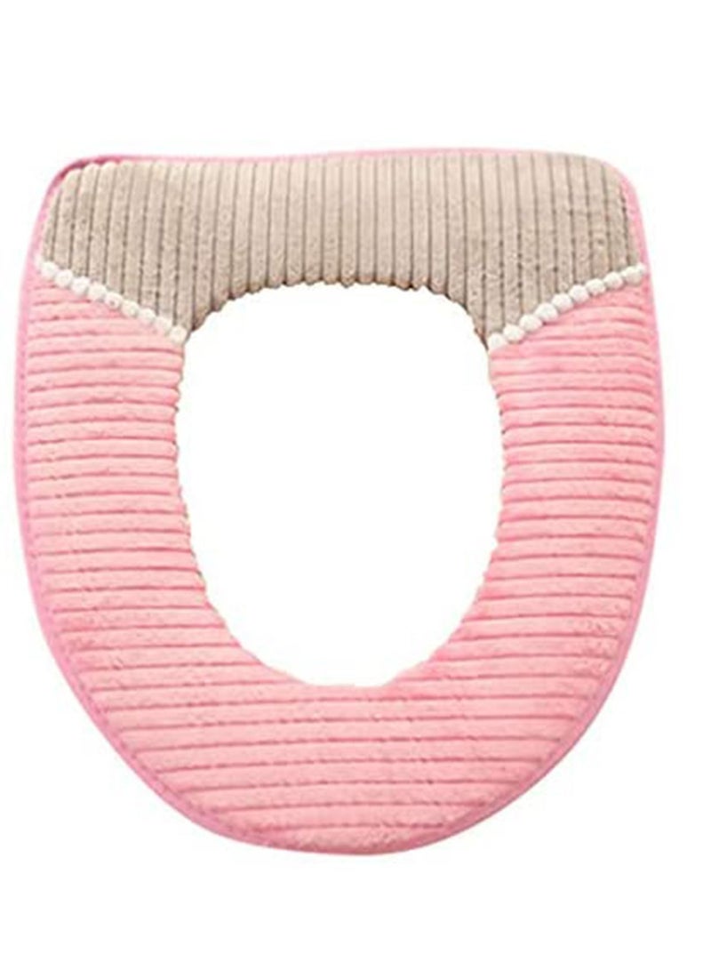 Bathroom Toilet Seat Cover Pads, Warmer Soft Available for Four Seasons, Washable and Comfortable Pads Pink - Image 1