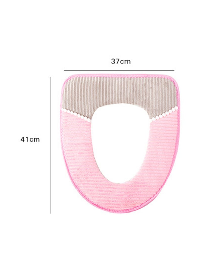 Bathroom Toilet Seat Cover Pads, Warmer Soft Available for Four Seasons, Washable and Comfortable Pads Pink - Image 5