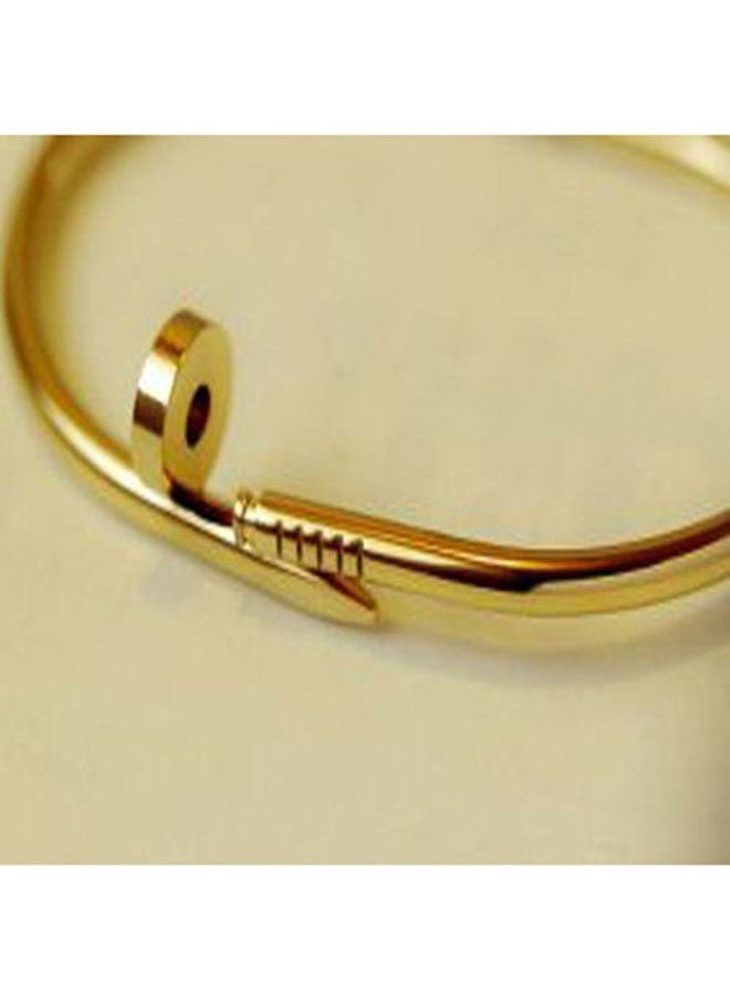 Generic Titanium steel gold bracelet, ins niche style, gold studded open bracelet with heart design full of fashion  - Image 4