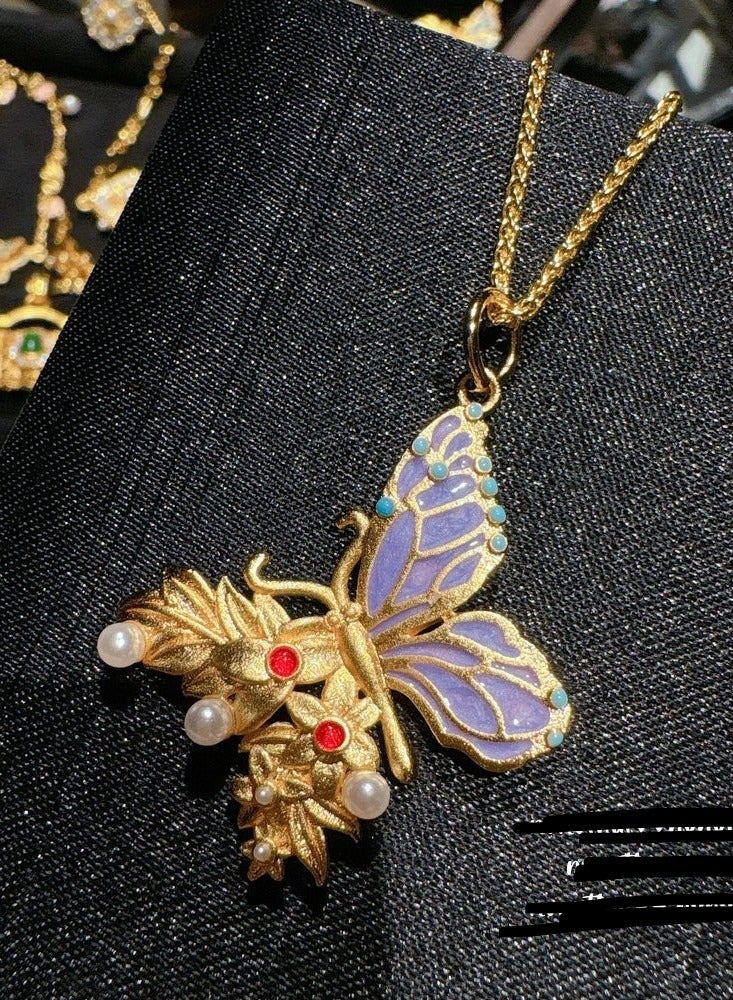 Jewelry Gilded enamel butterfly pendant chain - Image 2