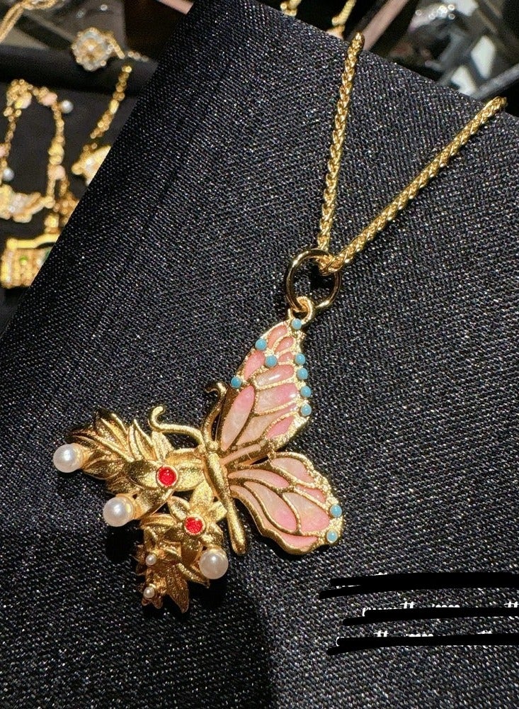 Jewelry Gilded enamel butterfly pendant chain - Image 3