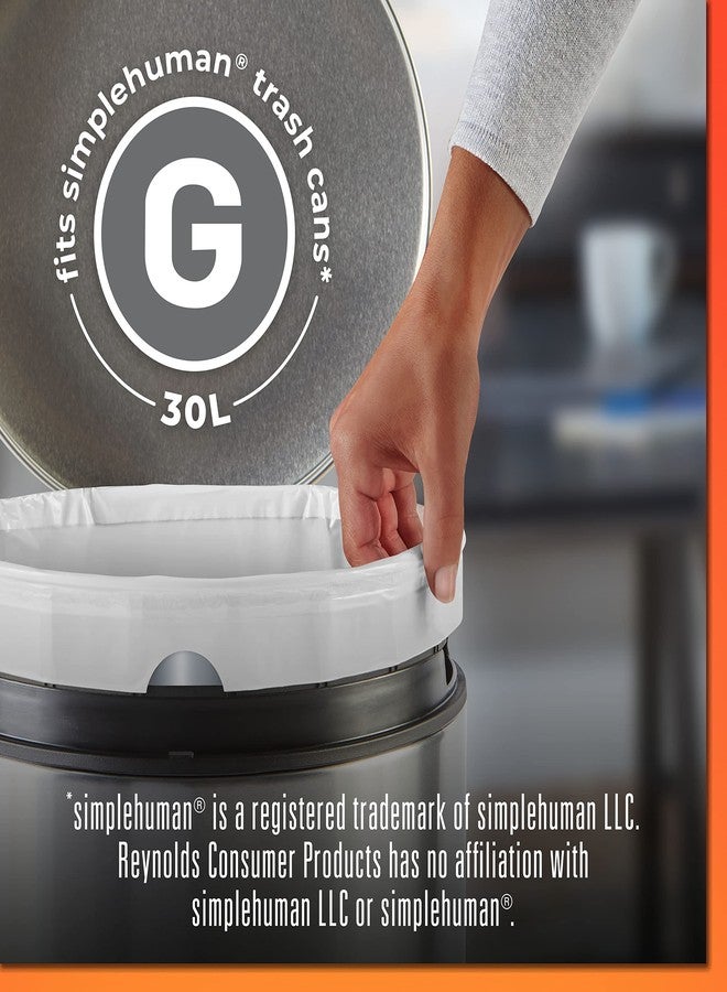 هيفتي أكياس قمامة Hefty المصممة خصيصًا لتناسب أحواض simplehuman مقاس G (8 جالونات)، 100 كيس (5 أكياس تحتوي كل منها على 20 كيسًا) - Image 2
