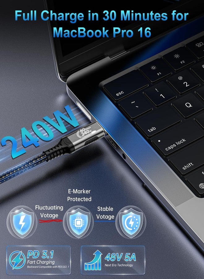 Zelcaum USB C Thunderbolt 5 Cable 120Gbps Bandwidth, 80Gbps Date, 16K 8K 4K Video Sync Display, 240W Fast Charging, Fully Compatible with Thunderbolt 4/3, Type USB-C, USB4 / Gen4 Devices, 3FT - Image 5