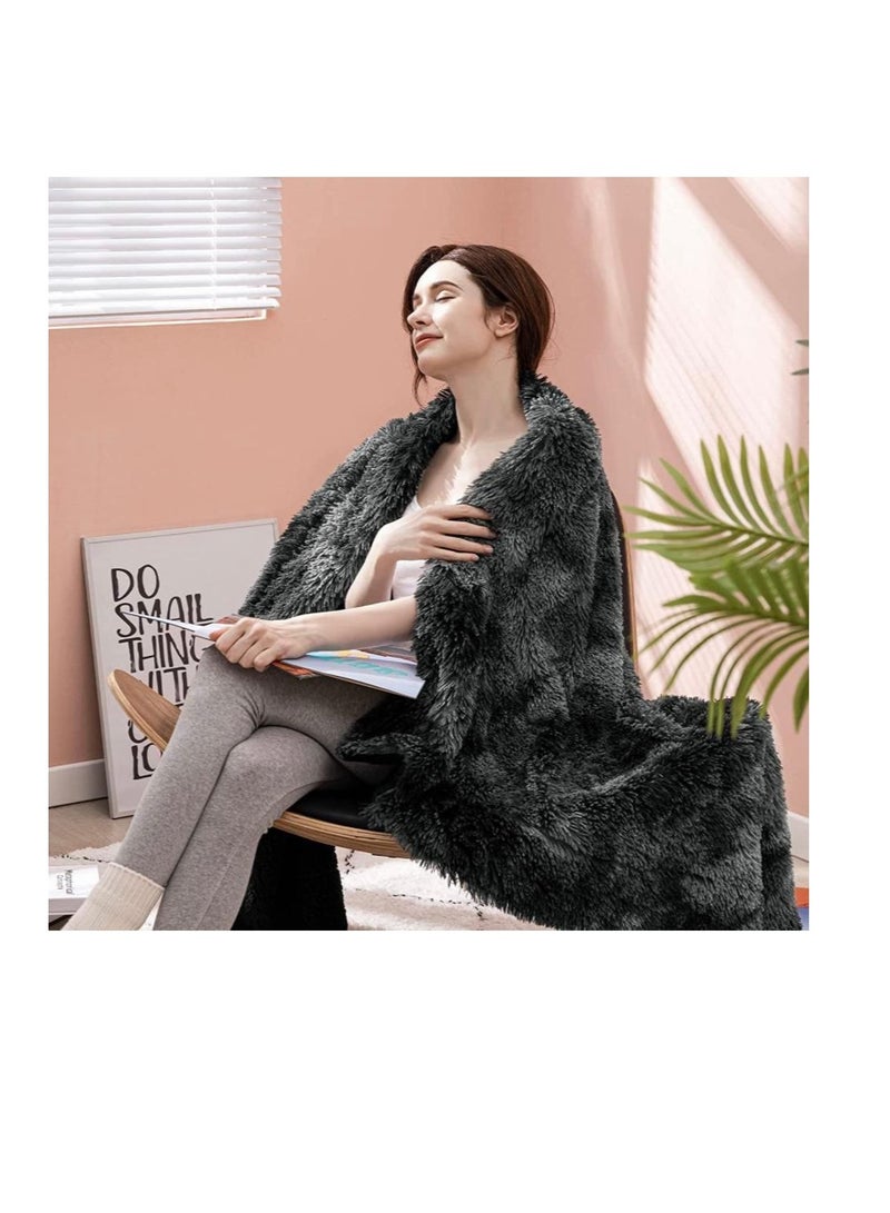 بطانية ناعمة للأريكة والسرير، جانب واحد من الشيربا وجانب آخر من الفراء المنفوش، بطانيات للأريكة 180x130cm - Image 1