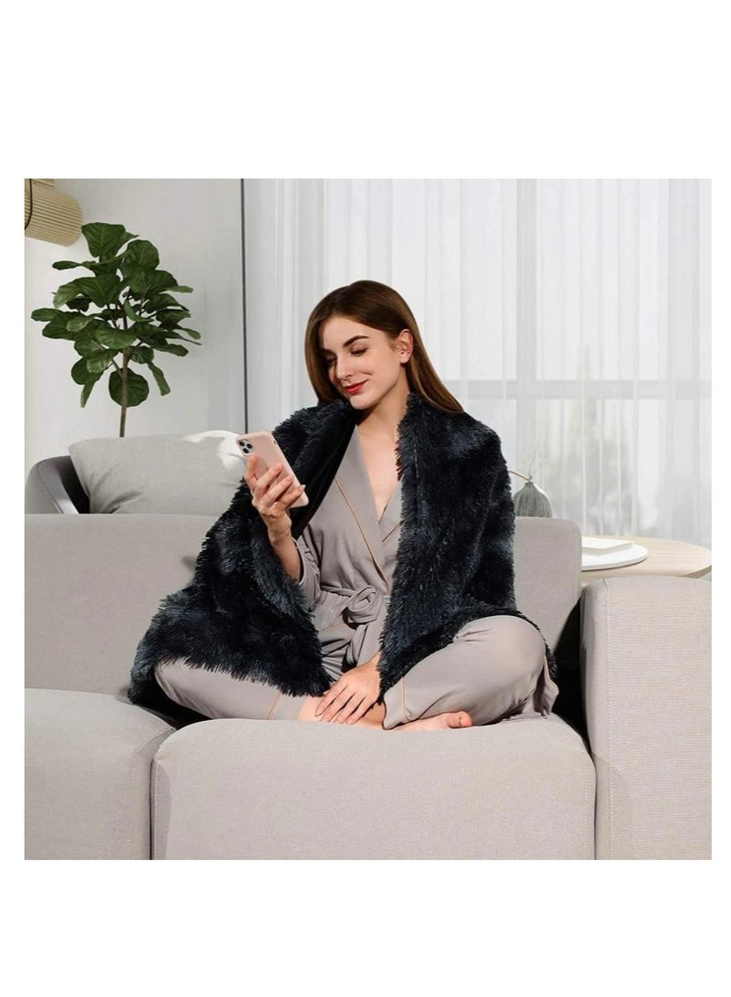 بطانية ناعمة للأريكة والسرير، جانب واحد من الشيربا وجانب آخر من الفراء المنفوش، بطانيات للأريكة 180x130cm - Image 2