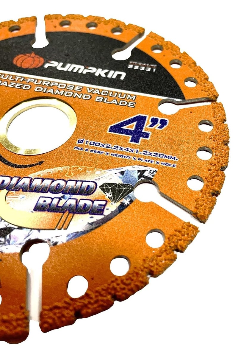 TUQO Pumpkin Multi Purpose Diamond Blade | 22331 | 4 Inch Blade Suitable to Cut Ceramic Tiles, Marble, Granite, Metal, Wood, & PVC - 4"/100x2.2x20mm - Image 2
