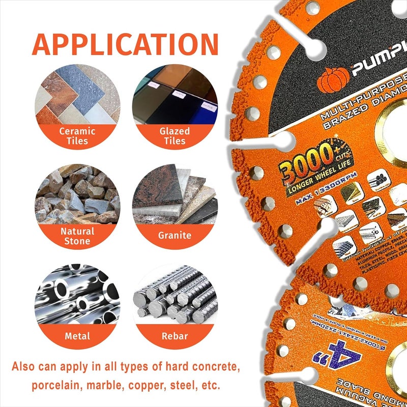 TUQO Pumpkin Multi Purpose Diamond Blade | 22331 | 4 Inch Blade Suitable to Cut Ceramic Tiles, Marble, Granite, Metal, Wood, & PVC - 4"/100x2.2x20mm - Image 4