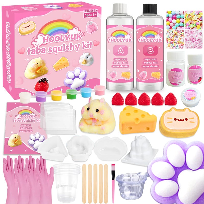 HOOLYUK Taba Squishy Kit DIY Squishy Making Kit 11 AB Liquid Silicone FuFu Squishy Kit with Mold Stress Relief Entertainment Gifts for Any Occasion - Image 3