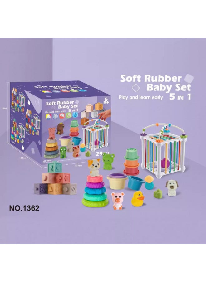 Generic - Export Baby Play Soft Glue Stacked Le Sessele Digital Animal Building Blocks Finger Doll Toy-Color:Soft Rubber Letter Unicorn Number Puzzle Matching Combination - Image 1