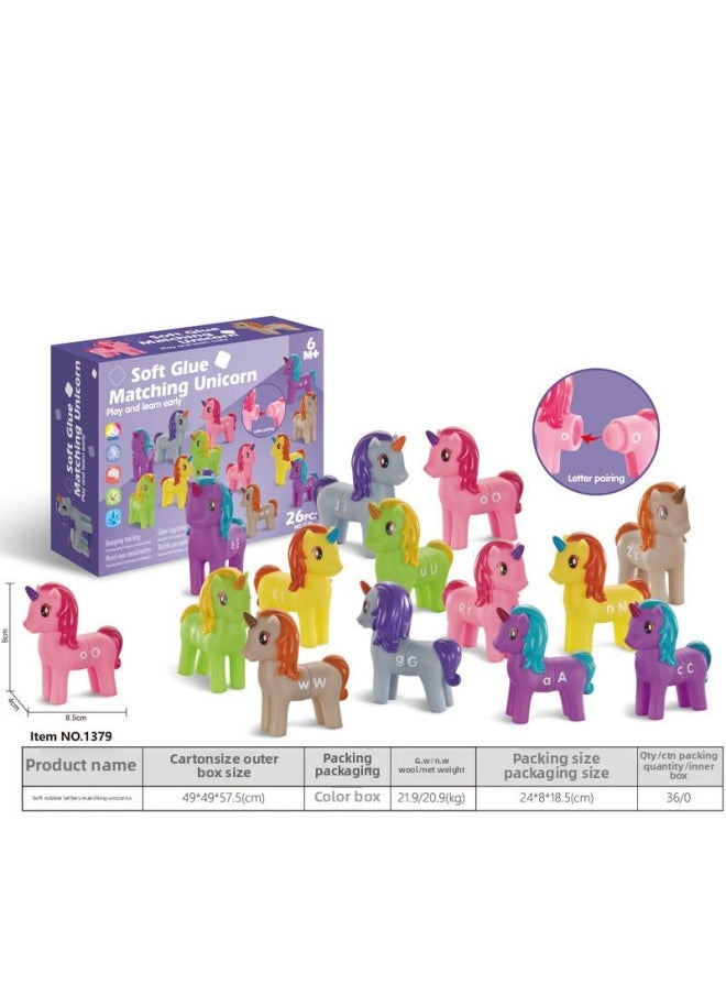 Generic - Export Baby Play Soft Glue Stacked Le Sessele Digital Animal Building Blocks Finger Doll Toy-Color:Soft Rubber Letter Unicorn Number Puzzle Matching Combination - Image 1