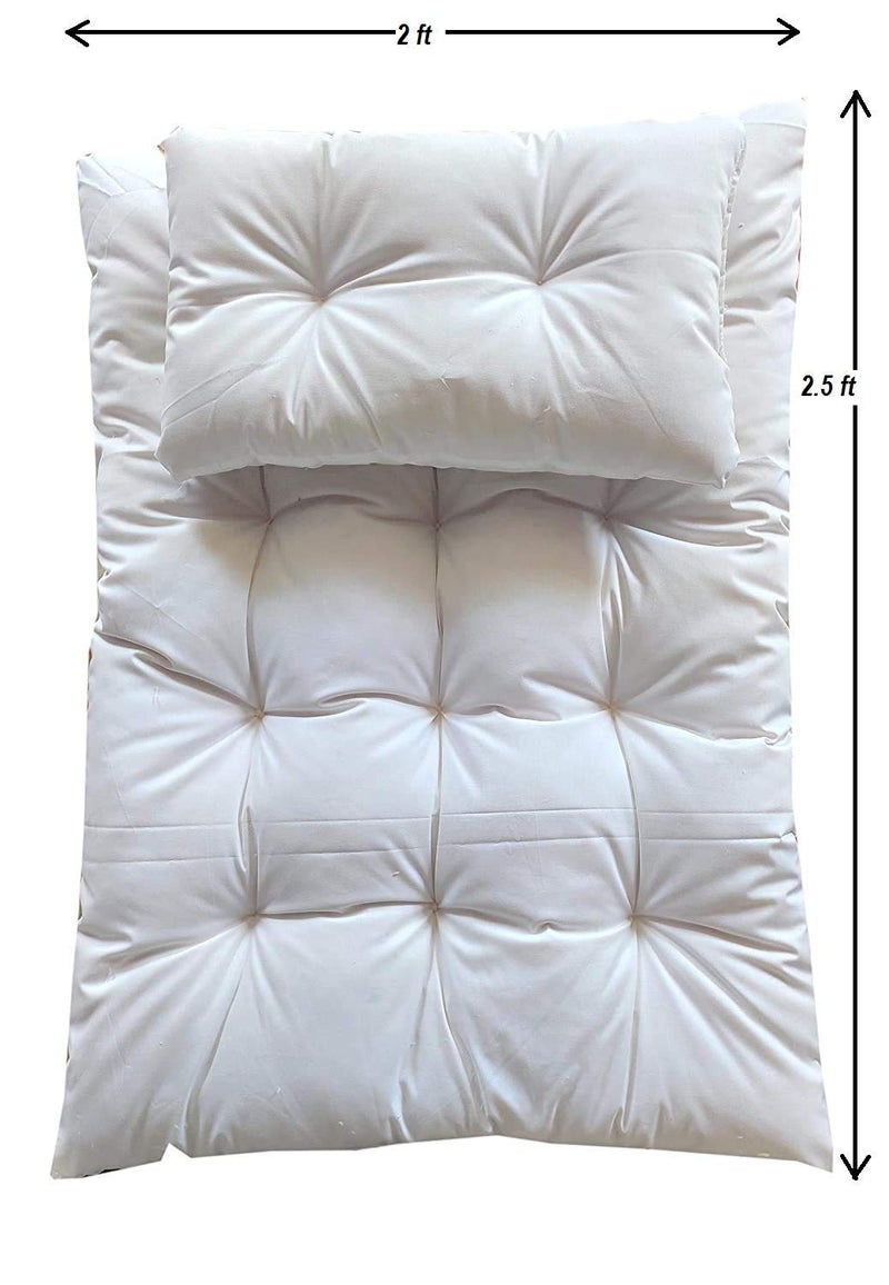 Indian Decor 80111 Mattress for BabiesKids Organic Light Weight Cotton Kids Born Baby Bed MattressUltra Soft recron Mattress 3 X 2 ft x 2 inches Thickness 02 Years White Made in India  - Image 2