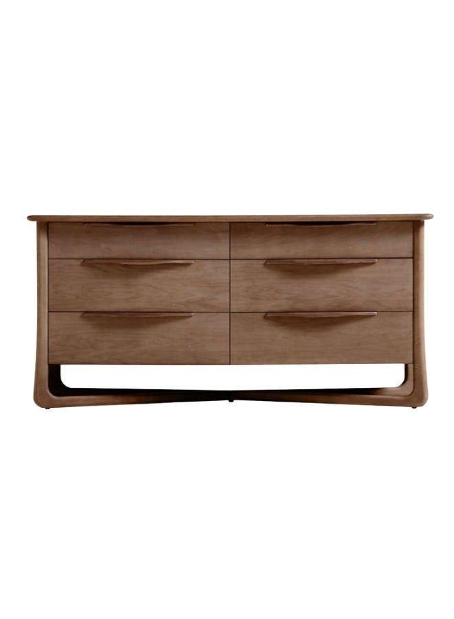 Generic Alrik 66" Brown Oak Wood 6-Drawer Dresser  - Image 4