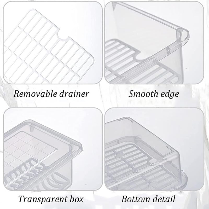 Raawan Fridge Storage Boxes – Stackable Food Storage Containers | Removable Drain Plate & Lid | Durable Fridge Organizer to Keep Food Fresh Longer | Ideal for Fruits, Vegetables | 2500ml Pack of 4 - Image 2