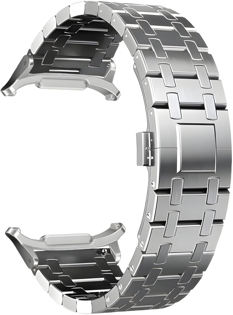 NEXT STORE سوار معصم من الفولاذ المقاوم للصدأ من نكست ستور متوافق مع ساعة سامسونج جالاكسي ووتش ألترا 47 مم (2024) - حزام معدني متين للرجال - Image 1